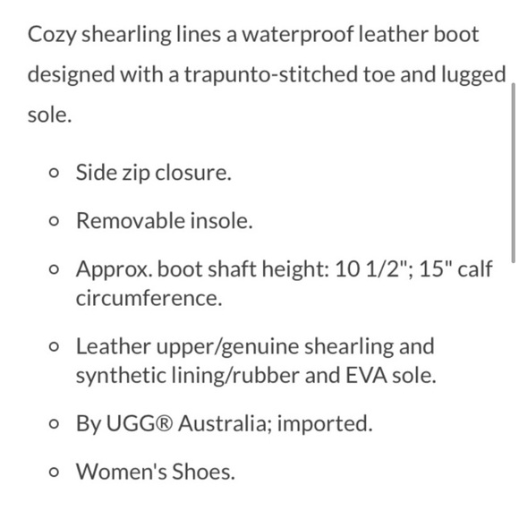 Ugg Belfair brown leather duck toe waterproof shearling boots - Picture 4 of 14